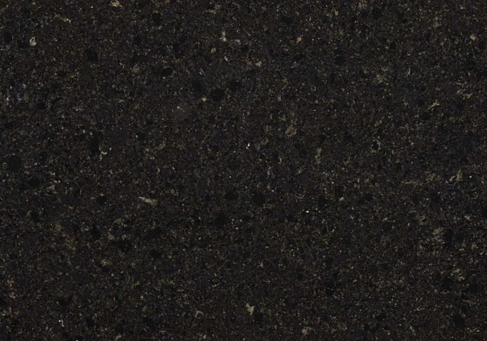 Blackwood quartz sample with dark tones and golden highlights in Winnetka Blackwood quartz surface sample with deep black background and subtle golden flecks in Winnetka