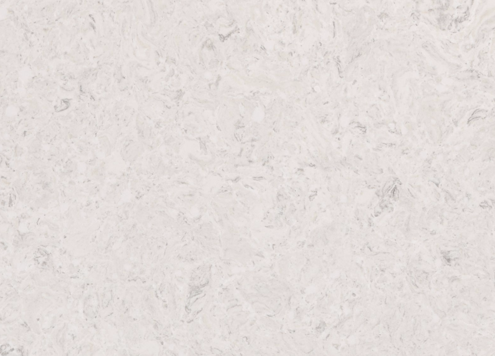 Highgate quartz slab featuring a soft beige base with intricate cream and light grey marbling in Barrington Highgate quartz slab with a soft beige base and intricate cream and light grey marbling in Barrington