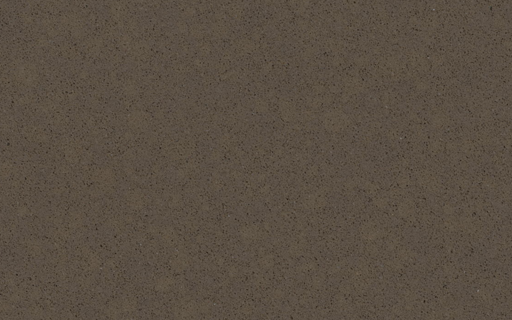 Lagos Azul quartz slab featuring an earthy taupe base accented by charcoal flecks, offering a warm and sophisticated surface for countertops and interiors. Lagos Azul quartz slab with earthy taupe background and charcoal flecks