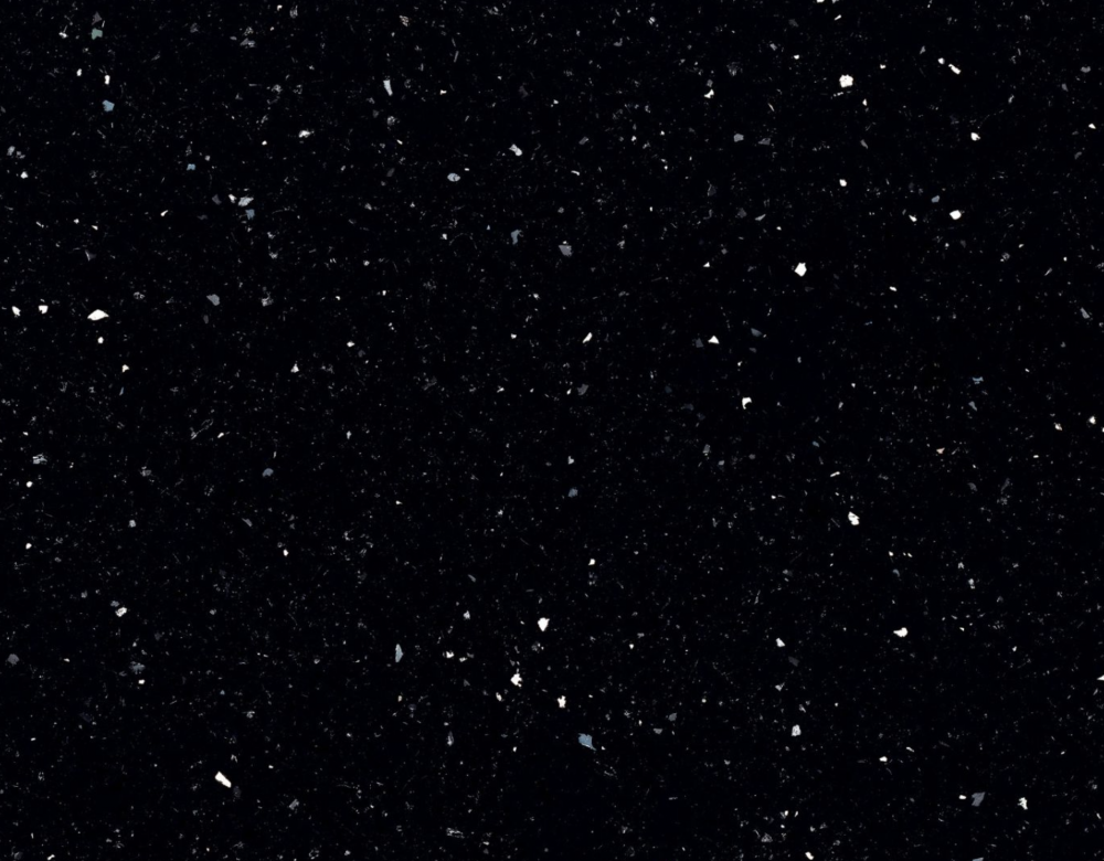 Menai quartz slab featuring a deep black background with shimmering reflective speckles in Warrenville Menai quartz slab with a deep black background and shimmering reflective speckles in Warrenville