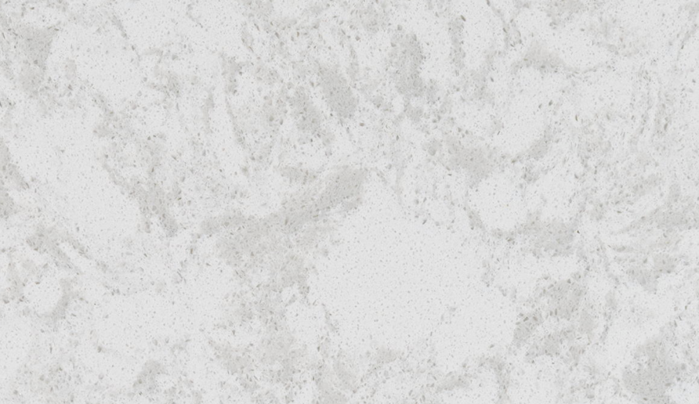 Pelican White quartz slab featuring a gentle white base with light grey marbling, perfect for countertops and vanities in Hinsdale Pelican White quartz slab with a soft white background and subtle grey marbling, ideal for countertops in Hinsdale homes
